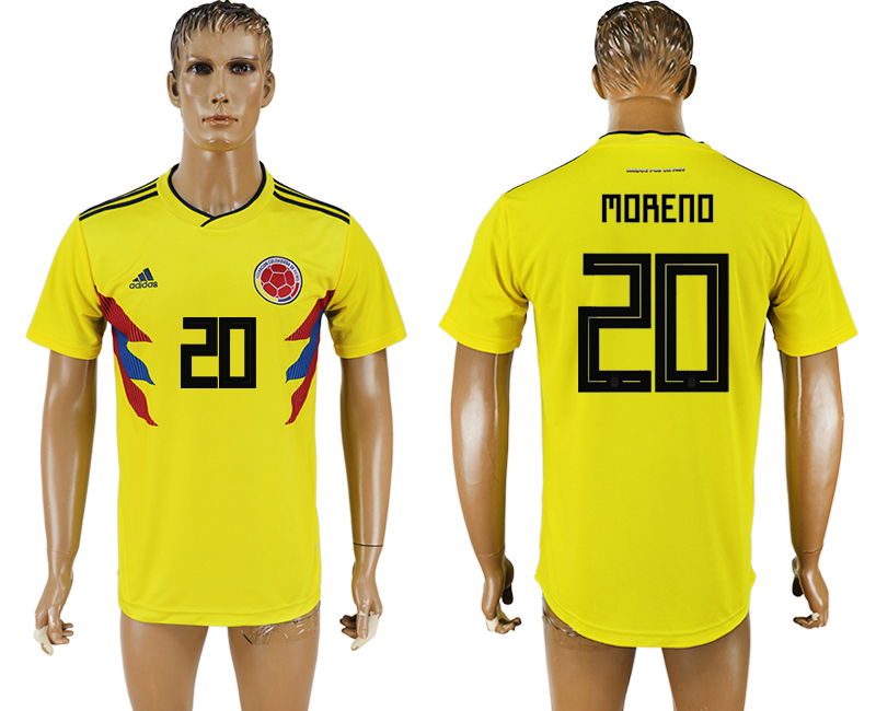 2018 world cup Maillot de foot COLUMBIA #20 MORENO YELLOW